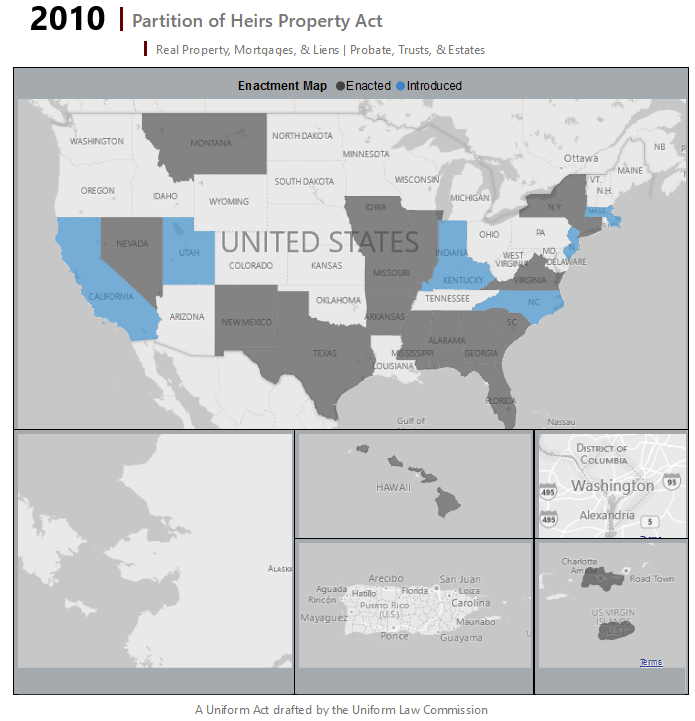 Map of states where the UPHPA has been introduced or enacted.
From the Uniform Law Commission
